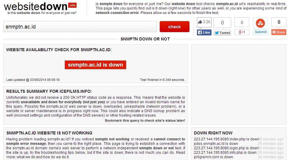 Gan, web SNMPTN Down ya....