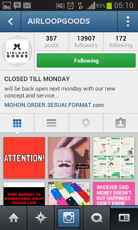 INSTAGRAM AIRLOOPGOODS SELLER BERMASALAH NOT RECOMMENDED SELLER