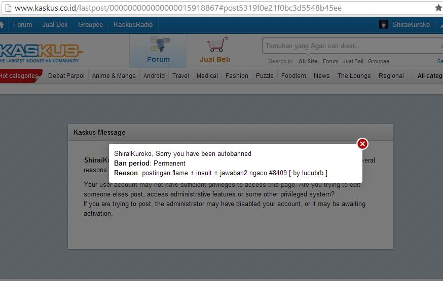 &#91;Thread Ulang/HELP&#93; ShiraiKuroko dibanned permanent (mod lucubrb di SF CS)