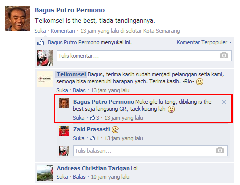 &#91;Ngakak&#93; Ketika Admin Fans page Telkomsel digangguin :D