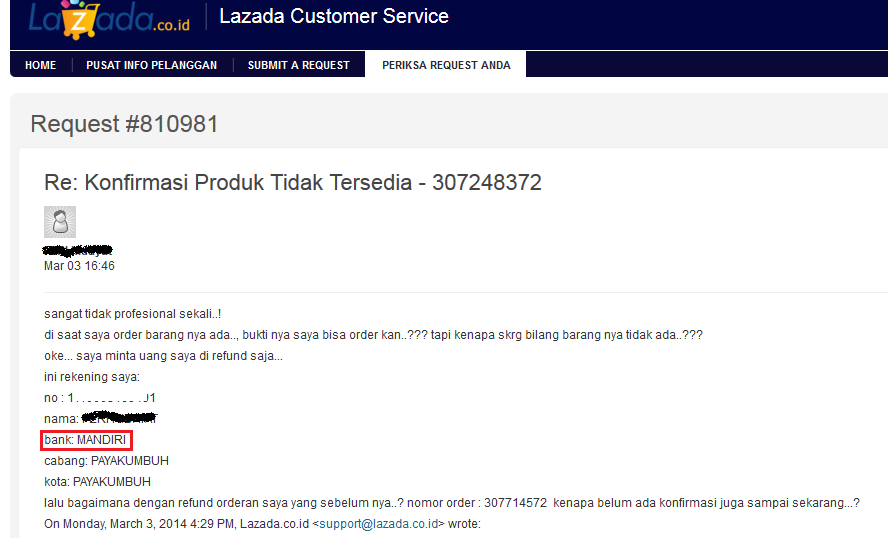 Pelayanan Lazada.co.id Mengecewakan