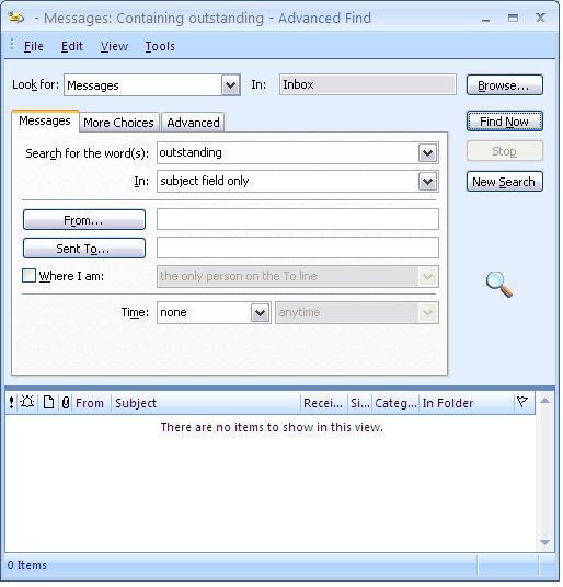 tidak bisa find ms outlook 2007