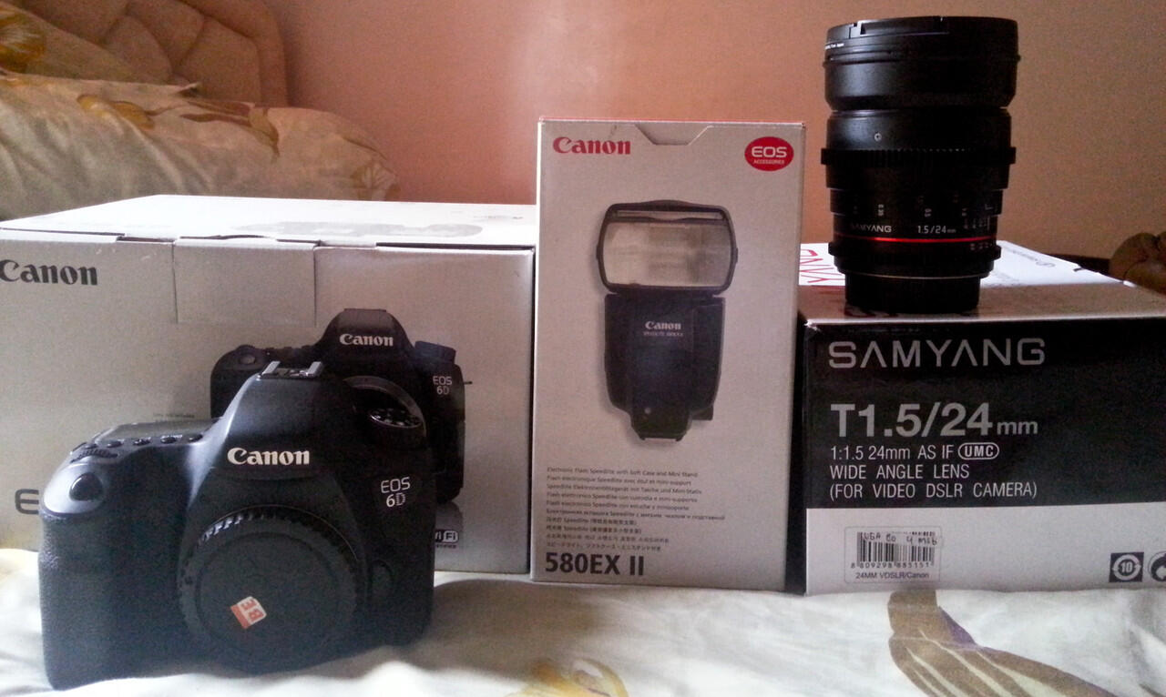 Canon 6 D Wifii, Speedlight 580exii, Samyang T1.5/24mm