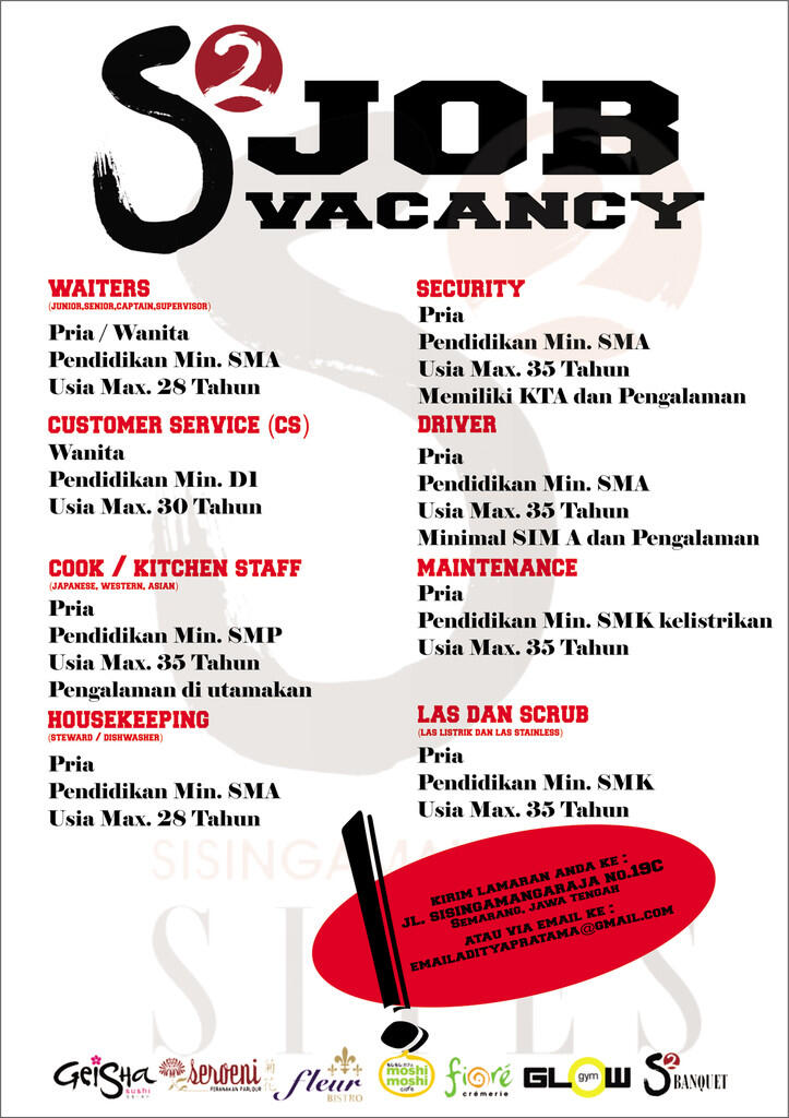 LOWONGAN DRIVER,SECURITY,WAITERS,CLEANING SERVICE