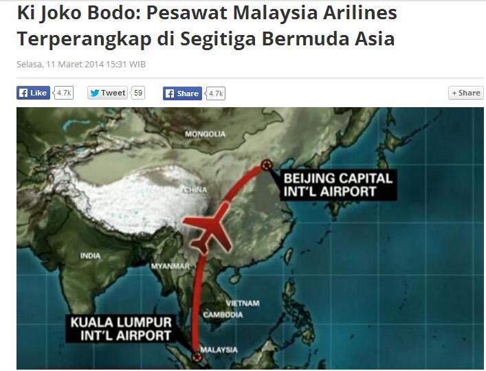 Dukun Pun ikutan mencari pesawat Malaysia Airlines MH370