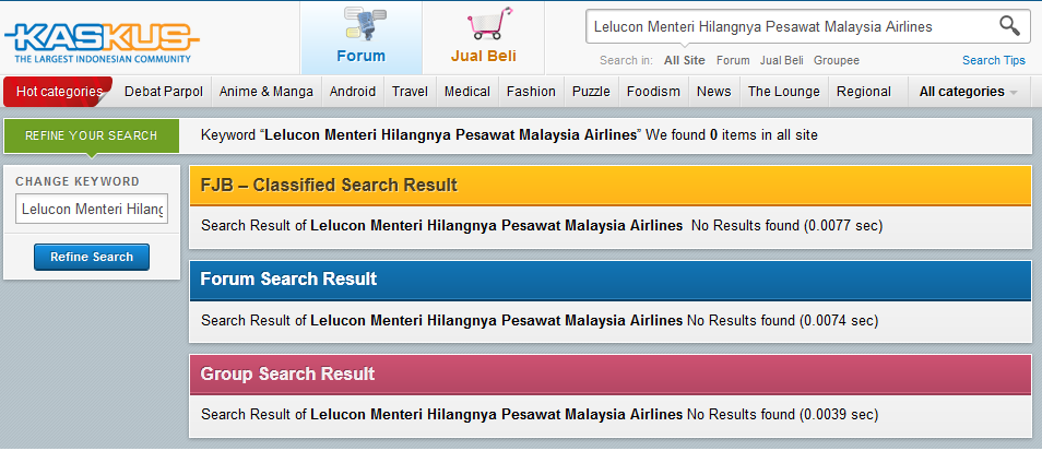 Lelucon Menteri Hilangnya Pesawat Malaysia Airlines