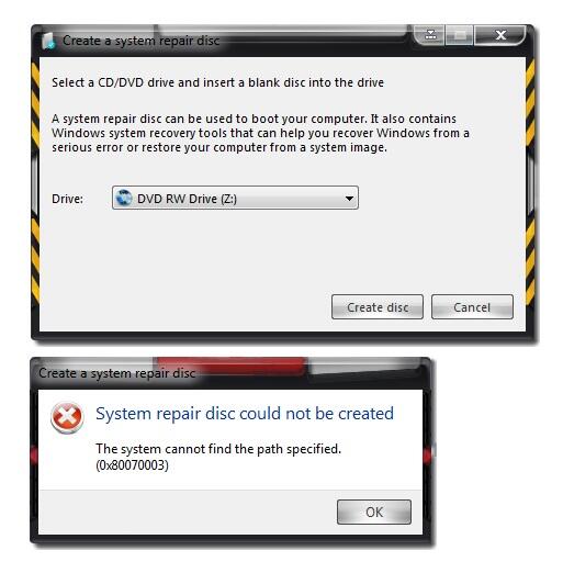 &#91;WTA&#93; SYSTEM REPAIR DISC ERROR