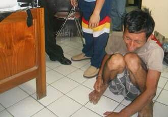Preman Cengeng.! Agil, preman Batres badan penuh tato nangis di kantor polisi