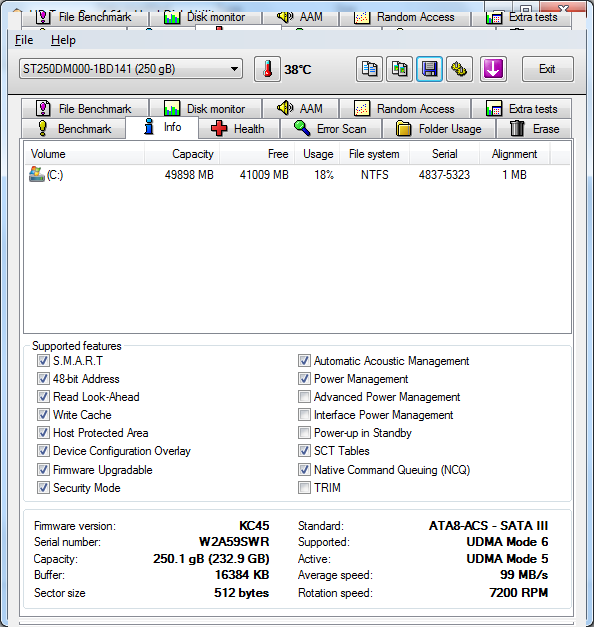 SATA 3 SEAGATE 250GB