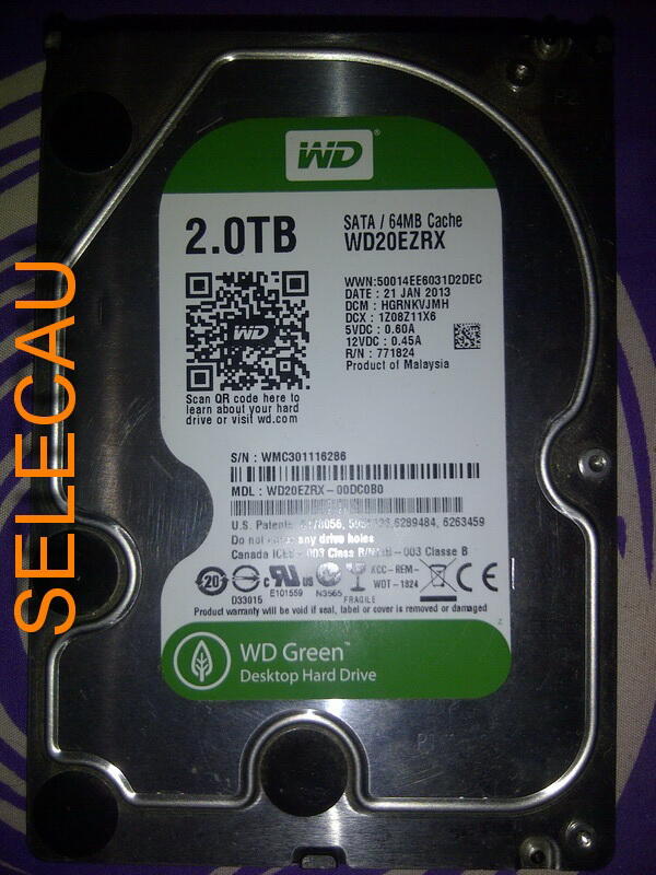 HDD 3.5 WDC GREEN 2TB SATA3 BUFFER 64MB GRS SMPE MARET 2015 MURMER JOGJA...