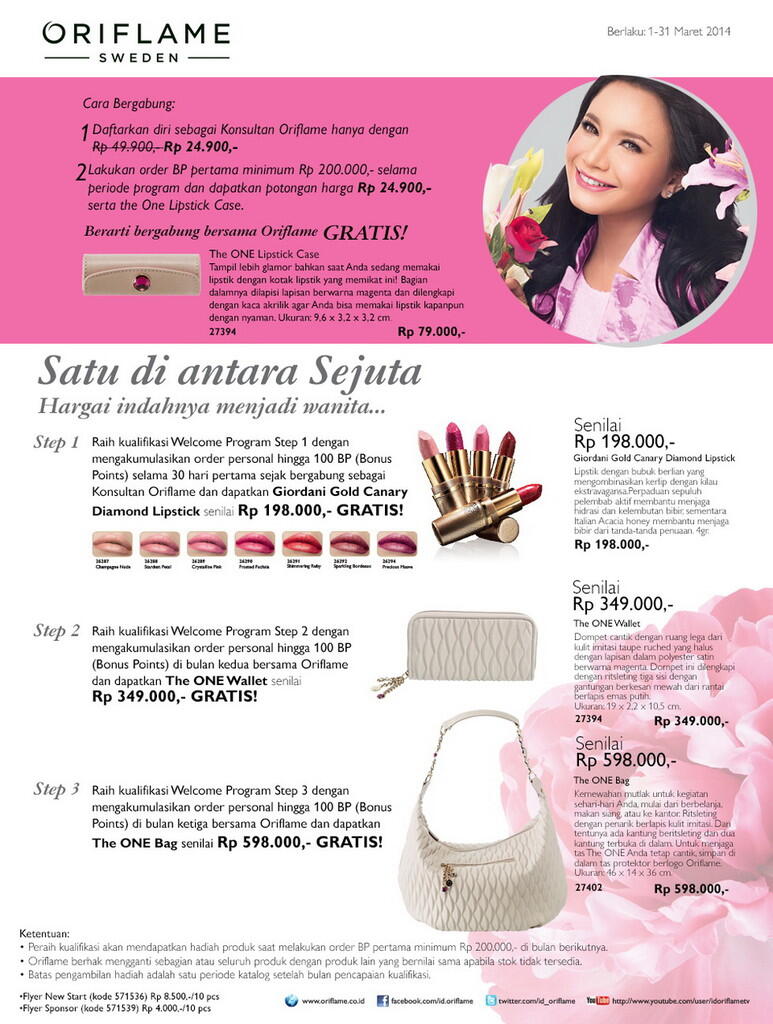 PROMO BULAN MARET 2014, GABUNG ORIFLAME GRATIS PLUS DAPAT BONUS