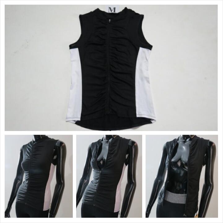 kaos yoga tanpa lengan full zipper merk 90 degree by reflex