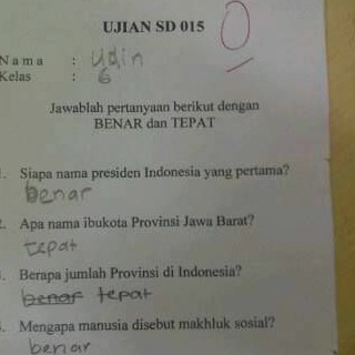 (REAL STORY) Jawaban Soal Murid SD Temen ane gan