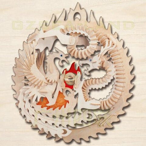 Long Feng and Phoenix As Lucky Omens Woodcraft Construction Kit