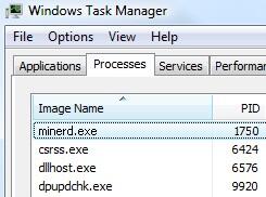 minerd.exe malware yang membuat prossesor bekerja 100%
