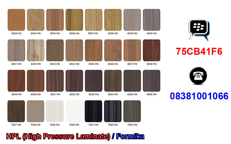 HPL - Jati, Sungkai, Merbau, Zebra, Teak Wood, Oak, Beech, Mahony Dan Banyak Lainnya
