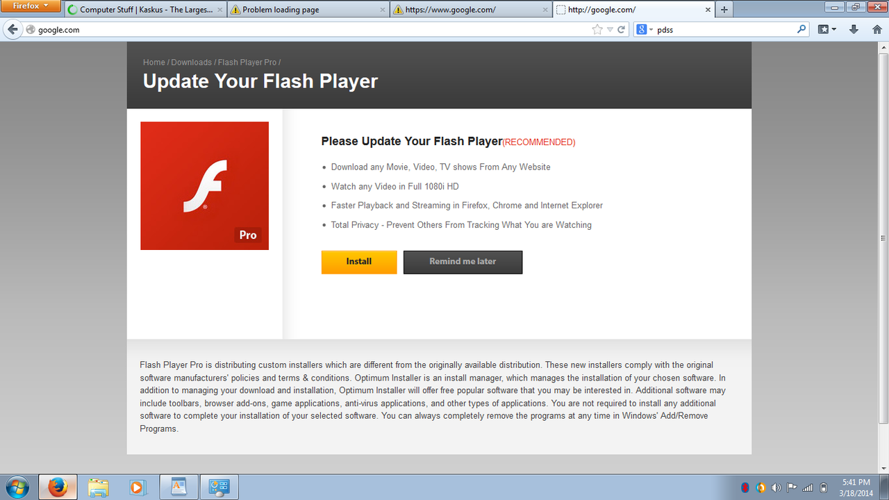 Virus &quot;Please Update Your Flashplayer&quot;