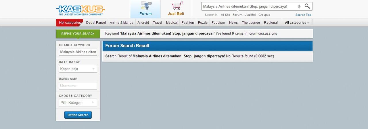 Malaysia Airlines ditemukan! Stop, jangan dipercaya!