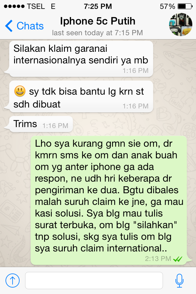 Surt Terbuka Untuk id Q.Gadget (iphone 5c Hanya 3 jam nyala)