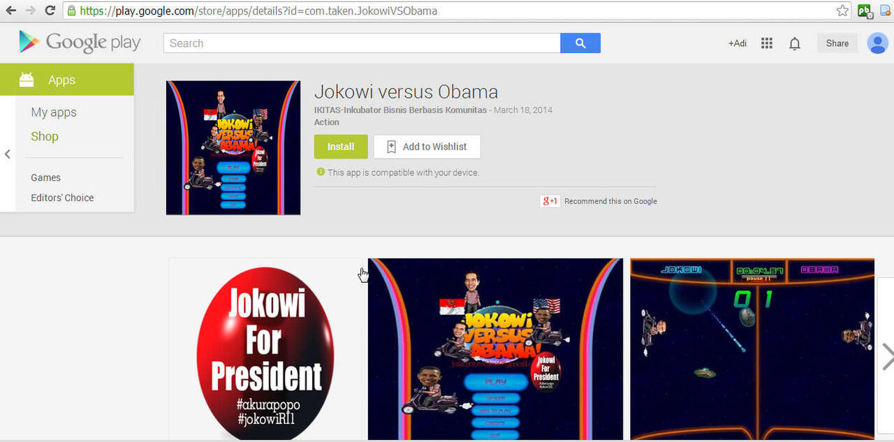 Launching Game JOKOWI VERSUS OBAMA!