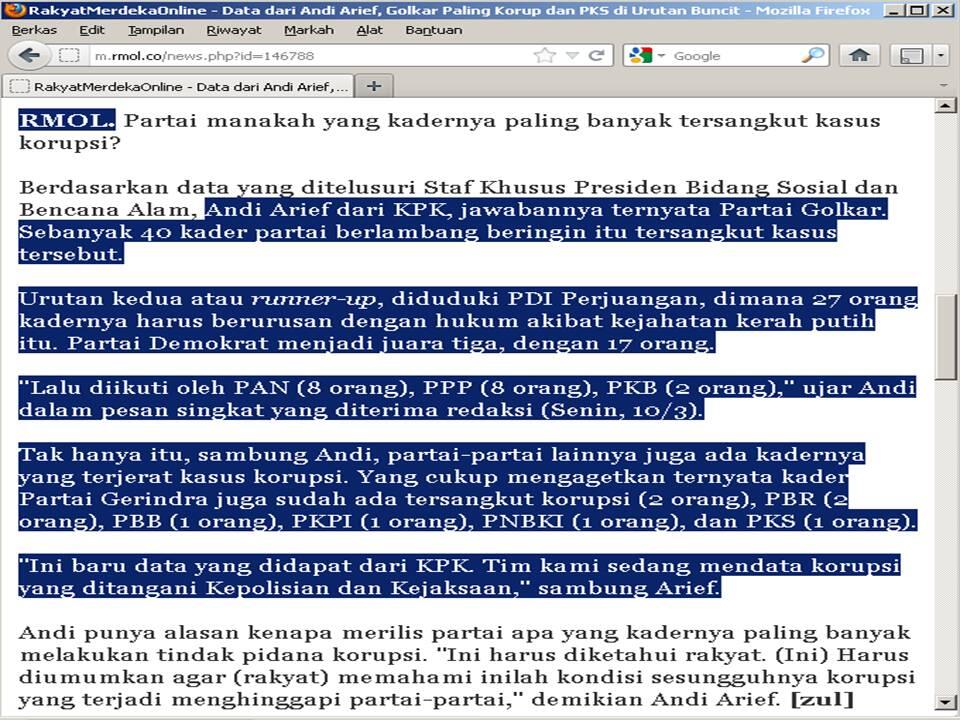 Inilah daftar partai terkorup se-Indonesia (silahkan disanggah dgn data)