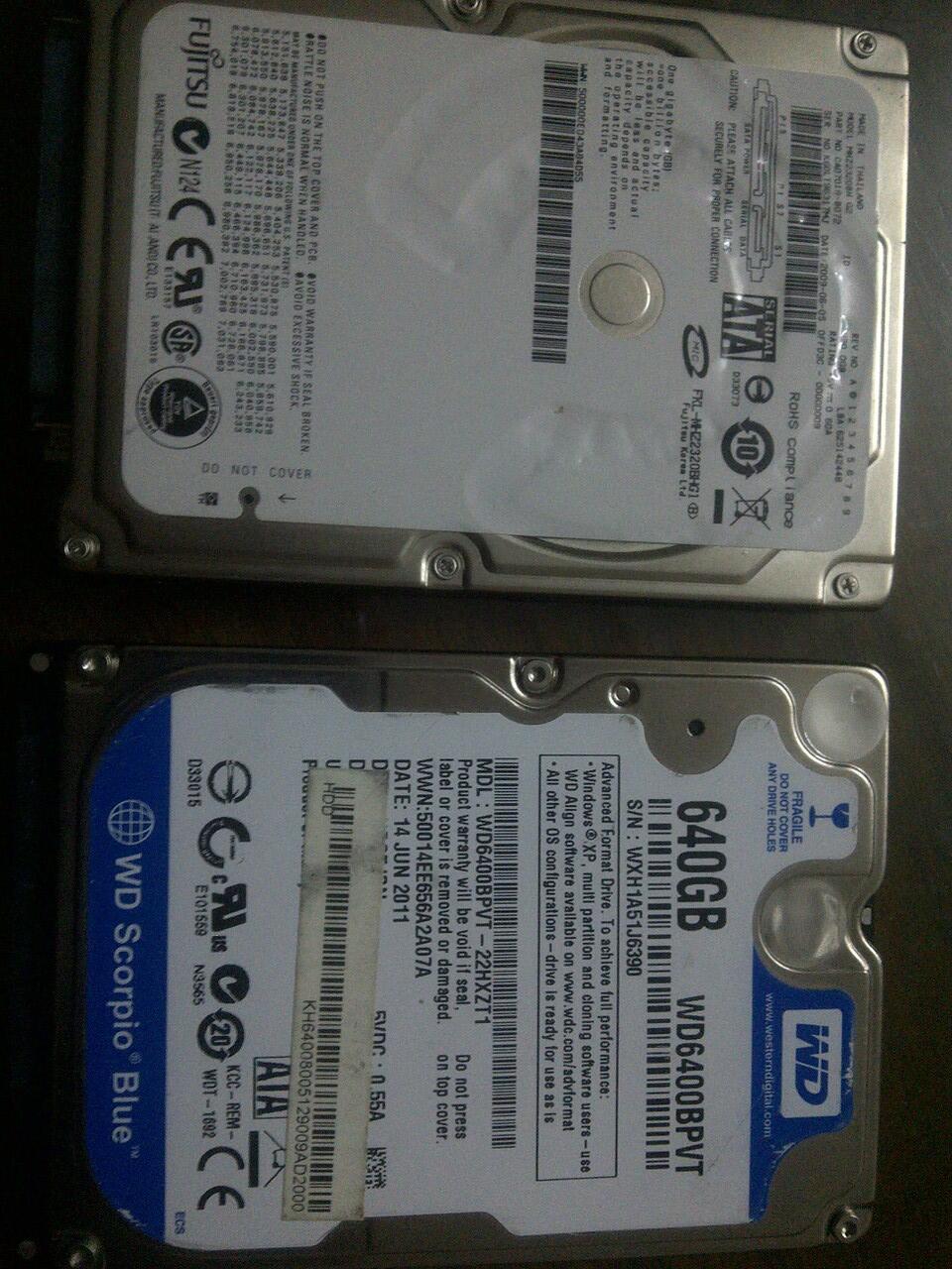 Jual hard disk 2.5" Sata kondisi rusak ( bad sector )