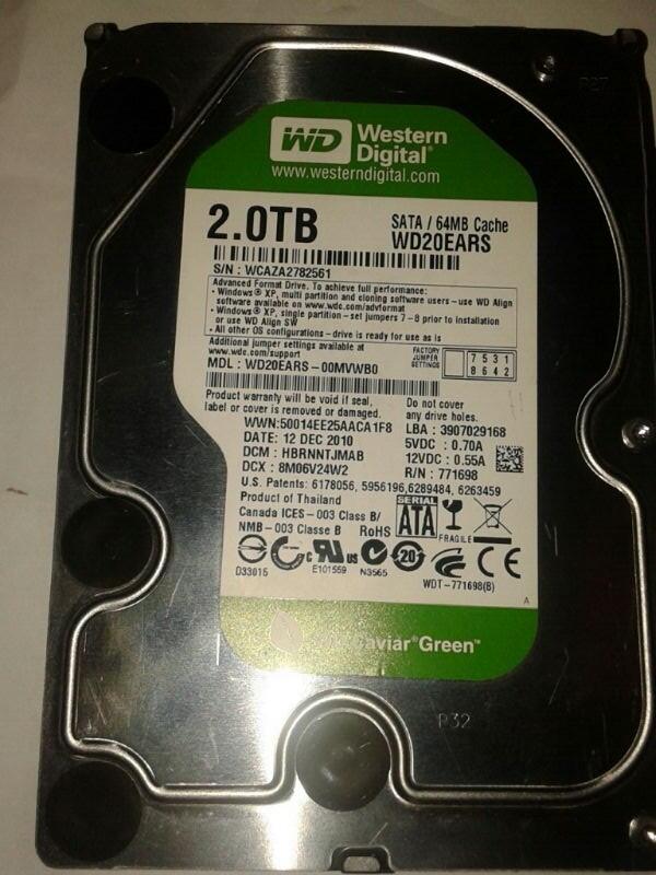 Hardisk Internal WD Western Digital Caviar Green 2 TB SATA