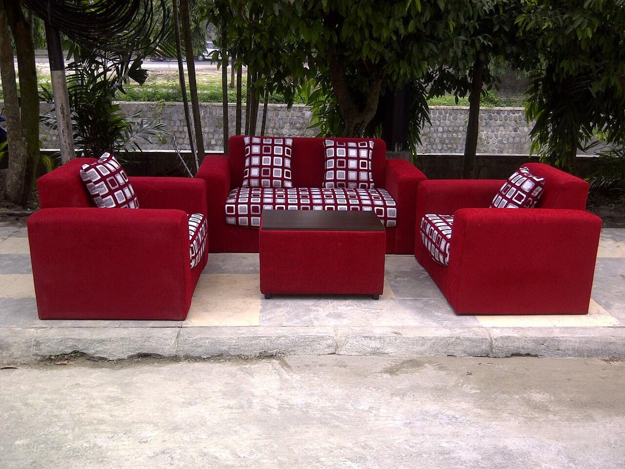 sofa 211 minimalis red/kotak fabric