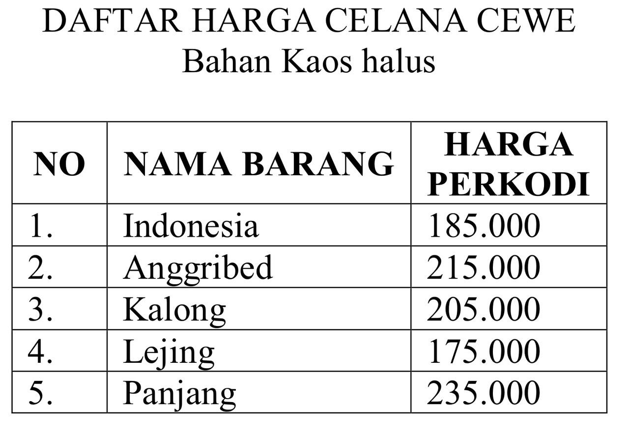 Legging & Celana cewek Cowok 100 % barang dan Harga Grosiran Bin Bakulan