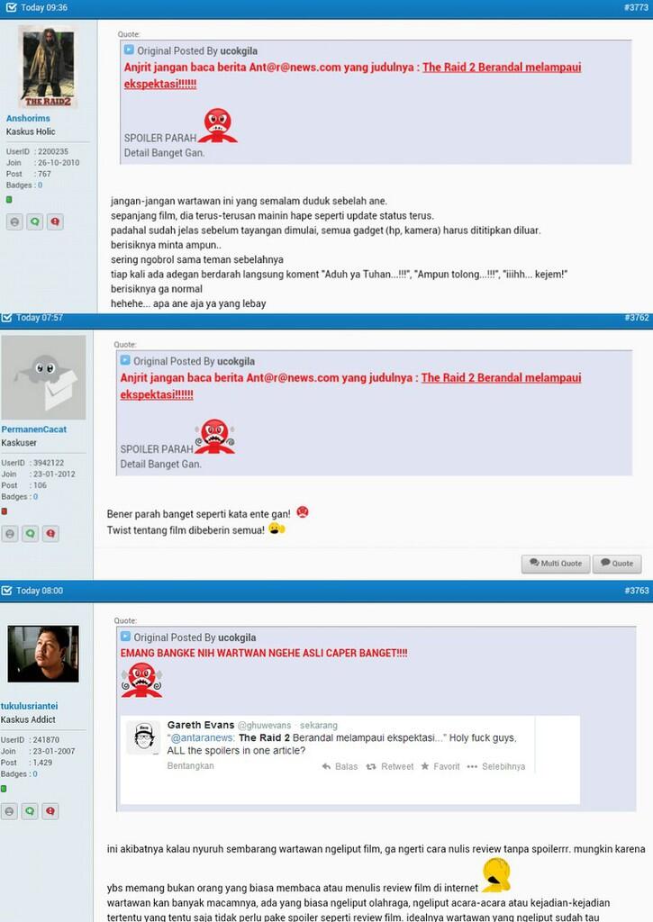 Twitter kantor Antara di Bully gara2 artikel spoiler film the raid