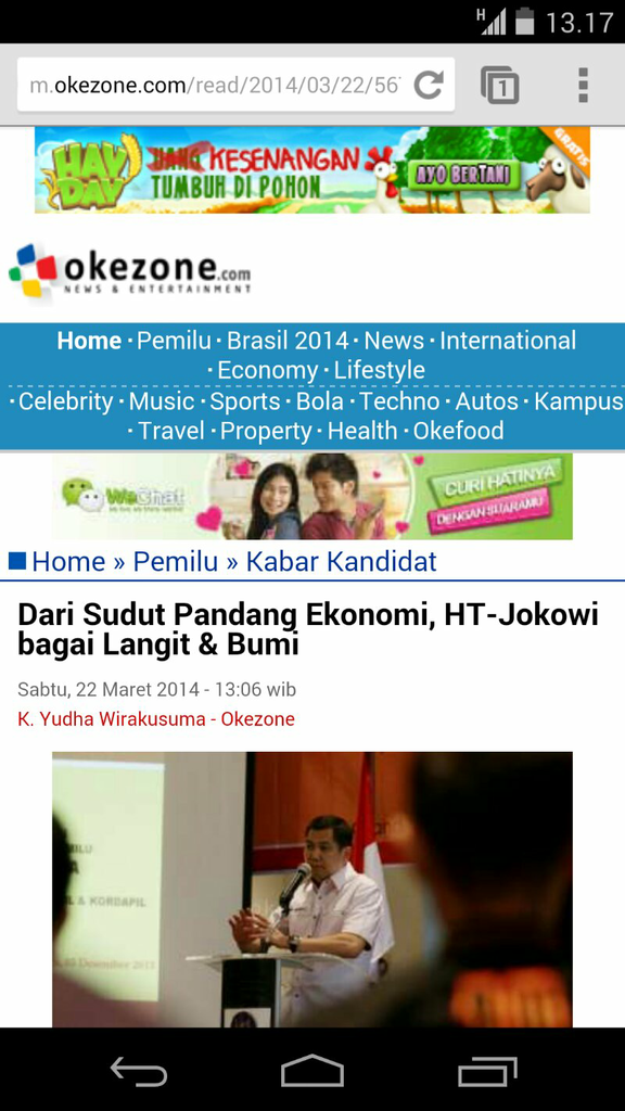 OKEZONE Bersabda : Di Bidang Ekonomi, HT-Jokowi bagai Langit & Bumi !!!