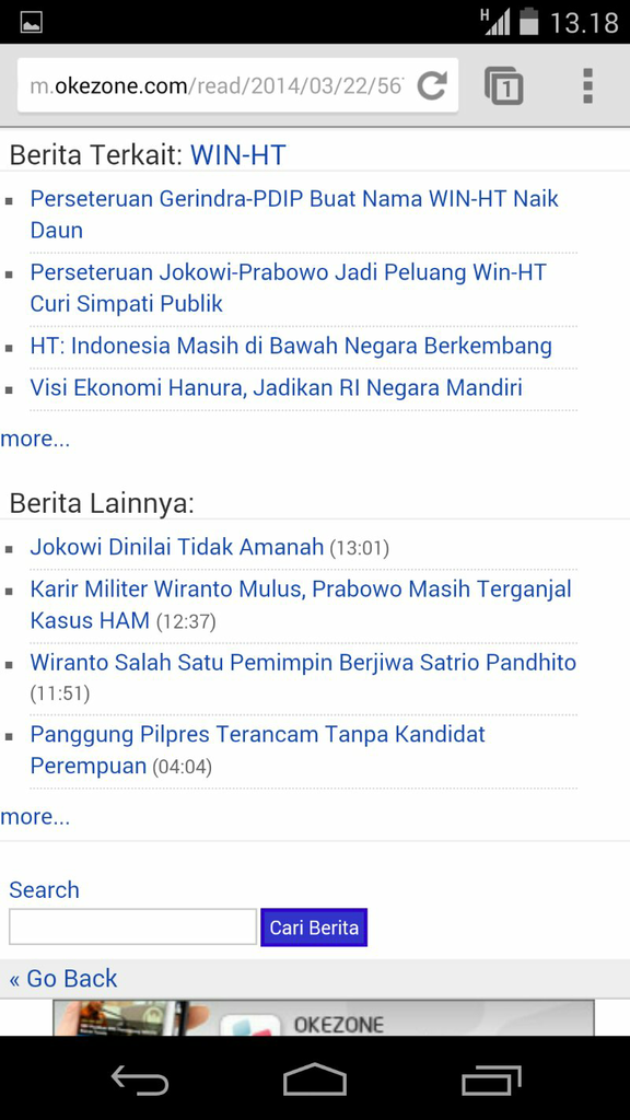 OKEZONE Bersabda : Di Bidang Ekonomi, HT-Jokowi bagai Langit & Bumi !!!