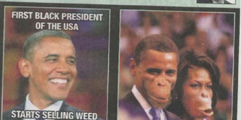 Di Koran Belgia, Obama dan Istrinya Digambarkan Mirip Kera