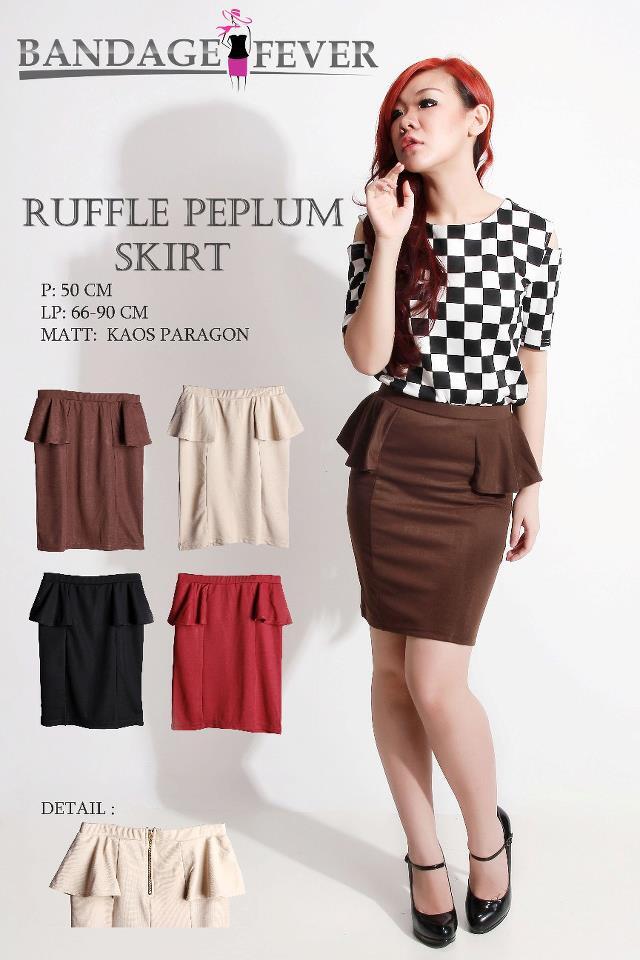 Ruffle Peplum Skirt Dark Brown