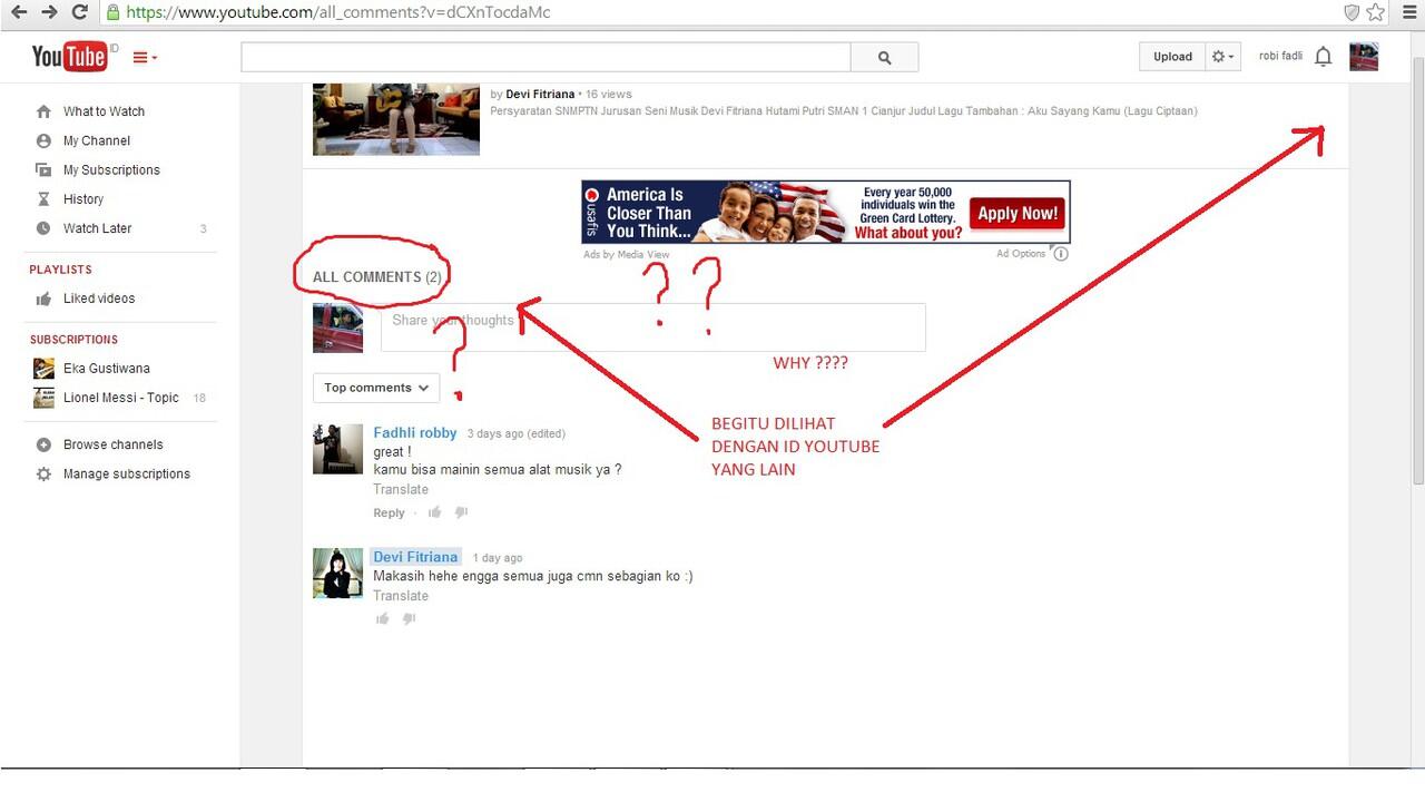 tidak bisa komentar di youtube