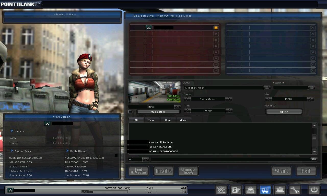 Char / ID Point Blank Major GOLD dan Colonel Kutip 1 Lengkap data *Djoko*