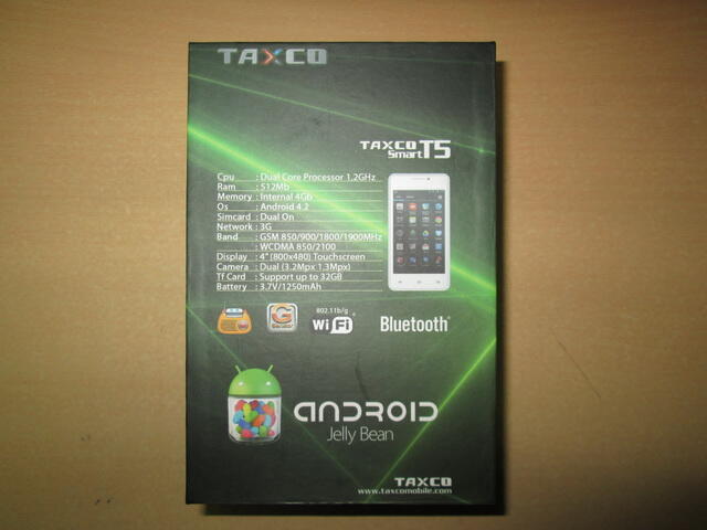 hape canggih murah, TAXCO T5, android jelly bean (support bbm)