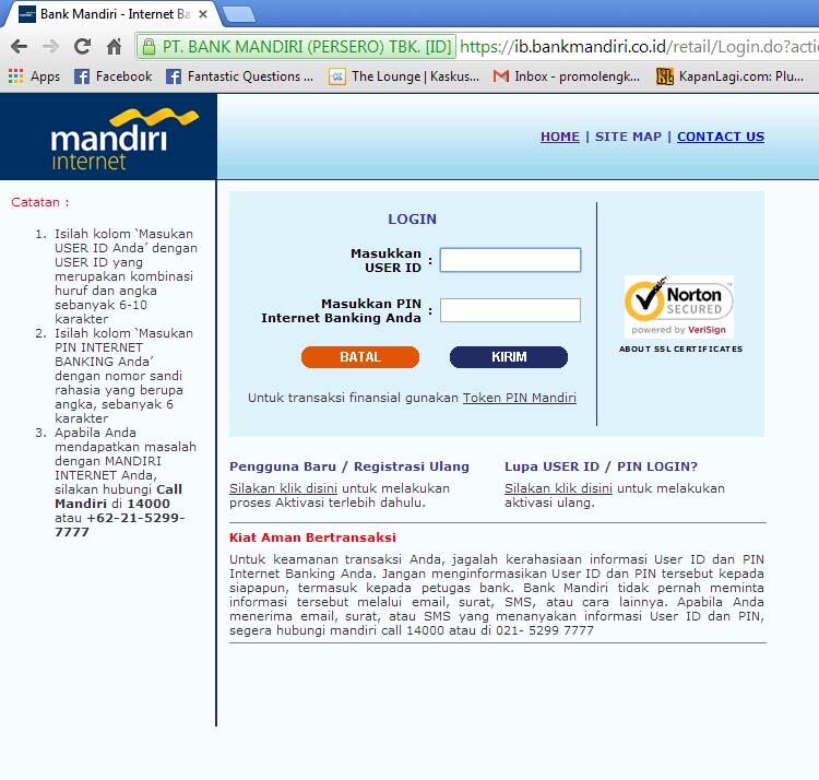 Hati Hati yang menggunakan BANK MANDIRI ONLINE (PIERCING)