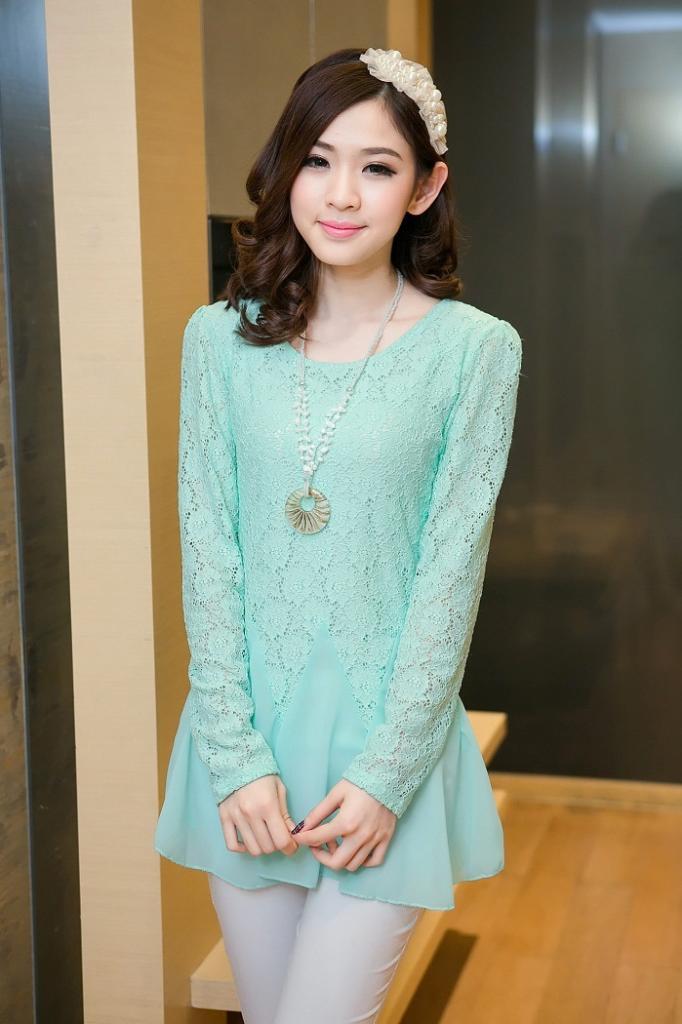 Blouse Import Lace (warna Light pink, light green, black)