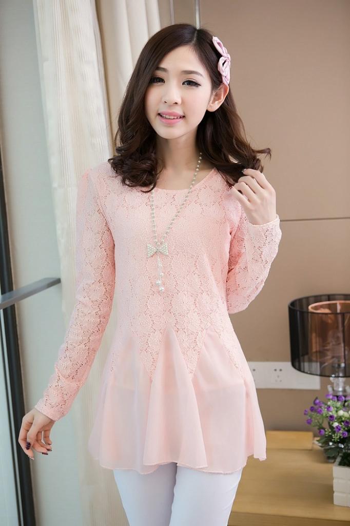 Blouse Import Lace (warna Light pink, light green, black)