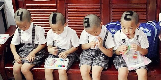 Cara Unik Membedakan si Kembar 4, Beri Nomor di Kepala