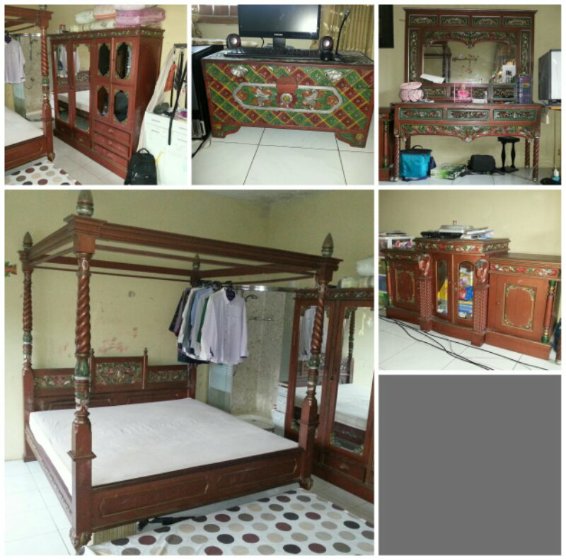 Terjual set tempat tidur meja rias  kaca peti lemaru tv 