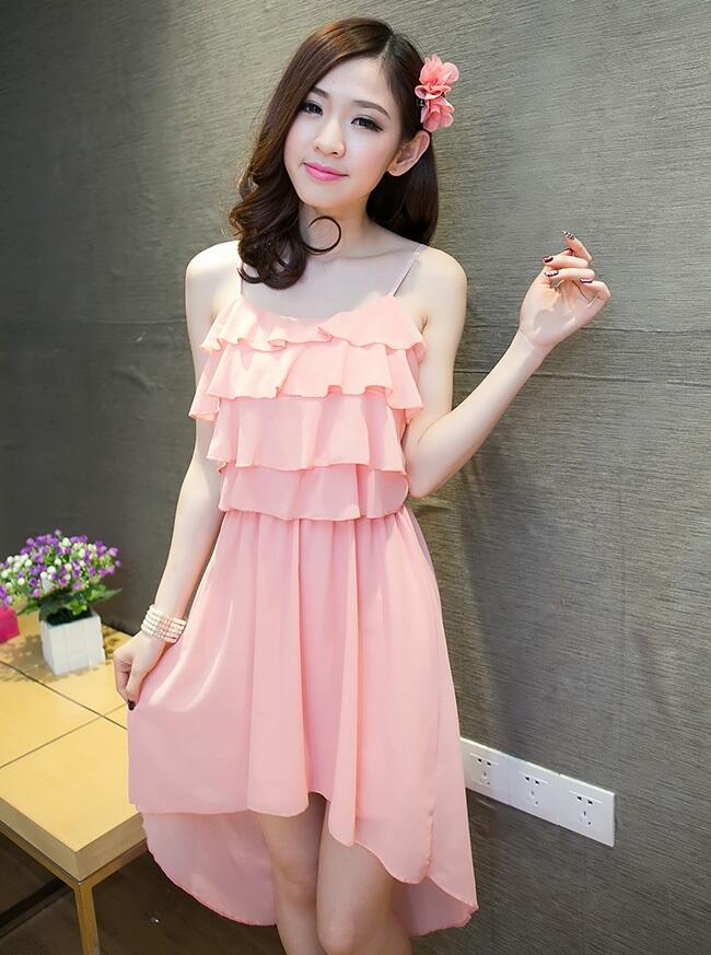 Dress Import Bahan Chiffon (warna : pink, purple) Rp. 100.000 ukuran M,L,XL