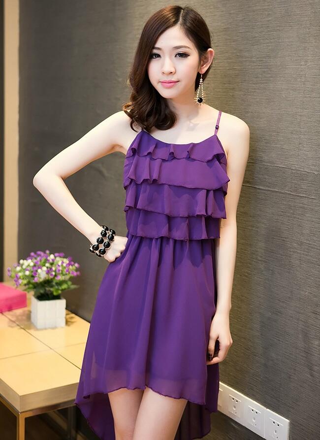 Dress Import Bahan Chiffon (warna : pink, purple) Rp. 100.000 ukuran M,L,XL