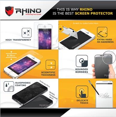 Tempered Glass RHINO Screen Protector | Anti Gores u/ Iphone, Samsung, Ipad MERAPAT