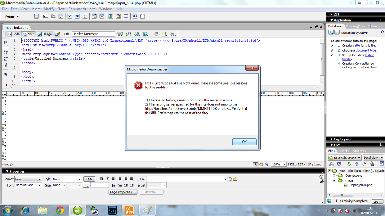 ask ga bisa konek database php ke dreamweaver 6 :'( mhn bantuannya 