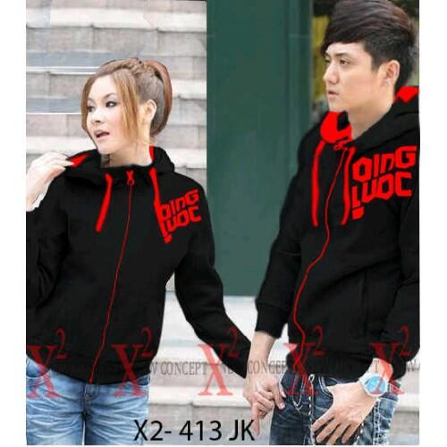 Jacket X2 Black Qing Baju Kaos Couple Pasangan Modis Koleksi Terbaru