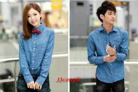 Kemeja Polka Trendy Baju Couple Baju Pasangan Korea