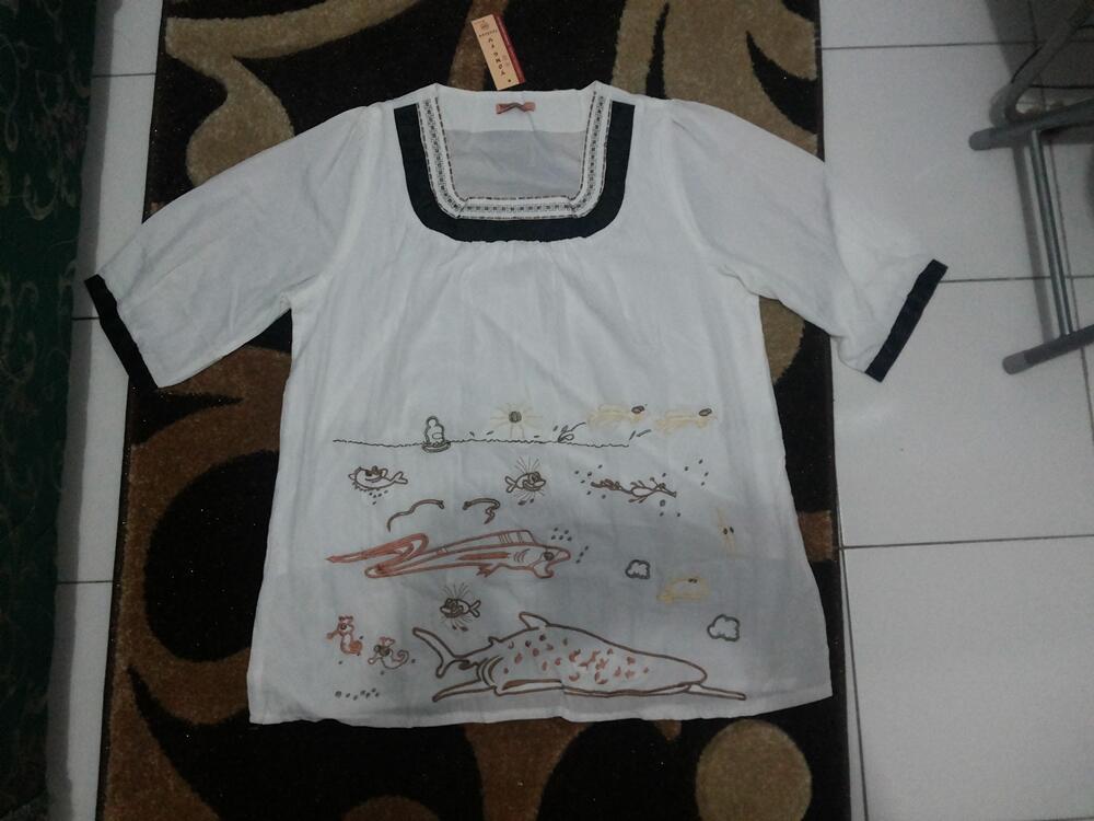 baju atasan blouse bordiran big size xl bahan katun ada furing