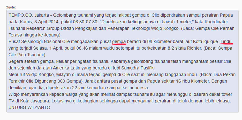 di cili itu gempa apa lindu